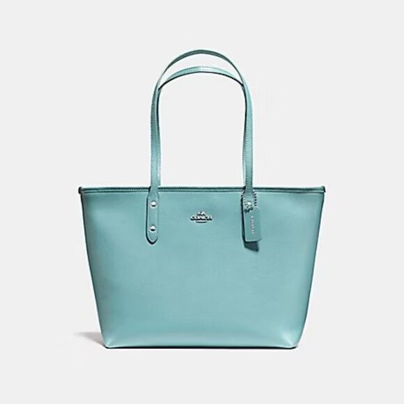 Coach Handbags - Coach City Zip Top Sky Blue Tote Bag (Damaged)
